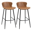 Image de Lot de 2 tabourets de bar design vintage - repose-pied - acier noir PU marron