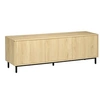 Image de Meuble TV banc TV design Urban Craft - 3 portes, 3 étagères - piètement acier noir aspect bois clair