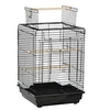 Image de Cage à oiseaux 2 mangeoires 2 perchoirs toit ouvrant plateau excrément amovible poignée transport métal PS noir