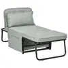 Image de Fauteuil chaise longue lit pouf 4 en 1 dossier inclinable 5 niveaux repose-pied rabattable châssis acier noir tissu gris