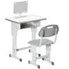 Image de Bureau enfant avec chaise - ensemble bureau et chaise réglable - support de lecture, case - gris blanc