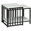 Image de Lot de 2 tables basses gigognes design - acier noir panneaux aspect marbre blanc