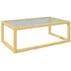 Image de Table basse design contemporain plateau verre trempé structure piètement bois d'hévéa