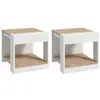 Image de Lot de 2 tables basses bouts de canapé guéridons design panneaux blanc aspect chêne clair