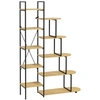 Image de Bibliothèque étagère style industriel - 10 étagères - panneaux particules aspect bois clair acier noir