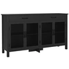 Image de Buffet design industriel - 4 portes, 2 étagères réglables, 2 tiroirs - panneaux façades grillagées poignées métal noir