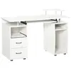 Image de Bureau informatique multimédia multi-rangements 120L x 55l x 85H cm panneaux particules blanc