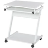 Image de Bureau informatique roulant - bureau mobile - table d'ordinateur - tablette coulissante clavier + étagère - blanc