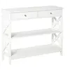 Image de Console style table de drapier néo-rétro 2 tiroirs 2 étagères dim. 100L x 30l x 80H cm MDF blanc