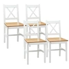Image de Lot de 4 chaises de salle à manger esprit campagne dossier croisé bois pin blanc