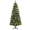 Image de Sapin de Noël artificiel lumineux LED x 250 blanc chaud 30 pommes de pin H. 180 cm 703 branches vert effet neige