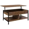 Image de Table basse relevable - étagère inférieure, coffre de rangement - dim. 100L x 80l x 60H cm - aspect bois rustique noir