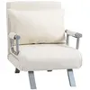 Image de Fauteuil chauffeuse canapé-lit convertible 1 place déhoussable grand confort coussin pieds accoudoirs métal suède crème