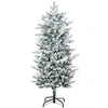 Image de Sapin de Noël artificiel aspect enneigé Ø 60 x 135H cm 267 branches épines imitation Nordmann grand réalisme