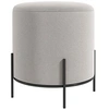 Image de Tabouret rond style contemporain châssis piètement acier noir assise aspect velours gris clair