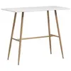 Image de Table de bar rectangulaire style scandinave - dim. 120L x 60l x 98H cm - châssis piètement acier aspect bois plateau MDF blanc