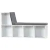 Image de Bibliothèque banc 2 en 1 design contemporain 5 casiers 2 coussins fournis 108L x 30l x 60H cm blanc gris chiné