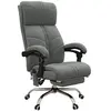 Image de Fauteuil de bureau direction massant chauffant inclinable réglable repose-pied intégré tissu toucher flanelle grise
