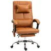 Image de Fauteuil de bureau direction massant hauteur réglable dossier inclinable repose-pied intégré revêtement synthétique camel