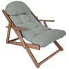 Image de Fauteuil chaise pliable et inclinable en bois grand confort avec coussin capitonné épais - dim. 71I x 89P x 96H cm - gris