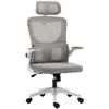 Image de Fauteuil de bureau ergonomique réglable - fonction bascule, support lombaires, tétière ajustable - blanc gris
