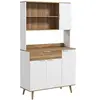 Image de Buffet haut design scandinave - 4 portes, 3 étagères, tiroir, 3 niches - panneaux blanc aspect bois