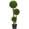 Image de Buis artificiel topiaire artificielle 3 boules H. 110 cm pot inclus