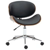 Image de Chaise de bureau manager design vintage pivotante réglable bois peuplier acier chromé synthétique noir