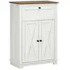 Image de Buffet 2 portes étagère tiroir coulissant style rural chic façades portes à croisillons poignées métal noir blanc aspect bois