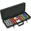 Image de Mallette pro de poker coffret pro poker 500 jetons 2 jeux cartes 5 dés 3 boutons aluminium noir