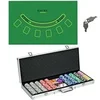 Image de Mallette pro de poker verrouillable coffret pro poker 500 jetons 2 jeux cartes 5 dés 3 boutons 2 clés tapis alu