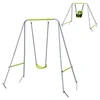 Image de Portique balançoire évolutive - siège haut, accoudoirs, ceinture sécurité 5 points, barre protection - métal époxy gris vert