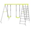 Image de Balançoire portique 4 agrès - 2 balançoires, 2 échelles - dim. 2,6L x 1,85l x 1,8H m - métal époxy PE gris vert