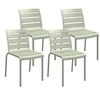 Image de Lot de 4 chaises de jardin empilables avec assise et dossier à lattes vert