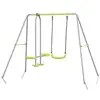 Image de Balançoire 2 agrès portique avec balançoire et face à face dim. 2,55L x 1,6l x 1,8H m métal époxy PE gris vert