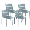 Image de Lot de 4 chaises de jardin empilables avec assise et dossier à lattes gris