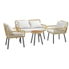 Image de Ensemble salon de jardin 4 pièces canapé 2 places 2 fauteuils table basse coussins
