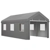 Image de Tente garage carport dim. 6L x 2,95l x 2,78H m acier galvanisé PE haute densité 2 portes 6 fenêtres gris