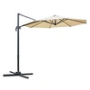 Image de Parasol déporté octogonal inclinable rotatif 360° manivelle piètement acier mât alu. dim. Ø 2,95 x 2,5H m polyester haute densité beige