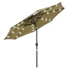 Image de Parasol octogonal inclinable Ø 2,67 x 2,4 m lumineux solaire 24 LED polyester haute densité 180 g/m² kaki
