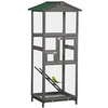 Image de Cage à oiseaux volière grande taille 2 portes toit asphalte tiroir amovible bois gris