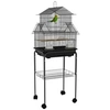 Image de Cage à oiseaux design maison mangeoires perchoirs 3 portes plateau excrément amovible noir