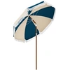 Image de Parasol inclinable de jardin Ø 213 cm style vintage franges bleu beige