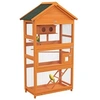 Image de Cage à oiseaux volière grande taille 2 portes trappe toit asphalte tiroir amovible bois pré-huilé