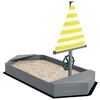 Image de Bac à sable enfant design bateau - dim. 190L x 90l x 138H cm - voile, gouvernail - bois gris