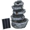 Image de Fontaine de jardin à énergie solaire - fontaine roche cascade 5 niv. LED pompe incluse - résine gris