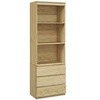 Image de Bibliothèque 3 étagères 3 tiroirs - dim. 60L x 35l x 180H cm - panneaux aspect bois naturel