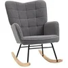 Image de Fauteuil à bascule rocking chair design - structure acier piètement bois tissu effet laine bouclé anthracite
