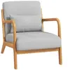 Image de Fauteuil lounge - 3 coussins inclus - assise profonde - accoudoirs - structure bois hévéa - aspect lin gris