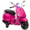 Image de Scooter électrique enfant Vespa 6V - musiques, feu AV, entrée USB, radio FM - 2 roues support aux. - rose